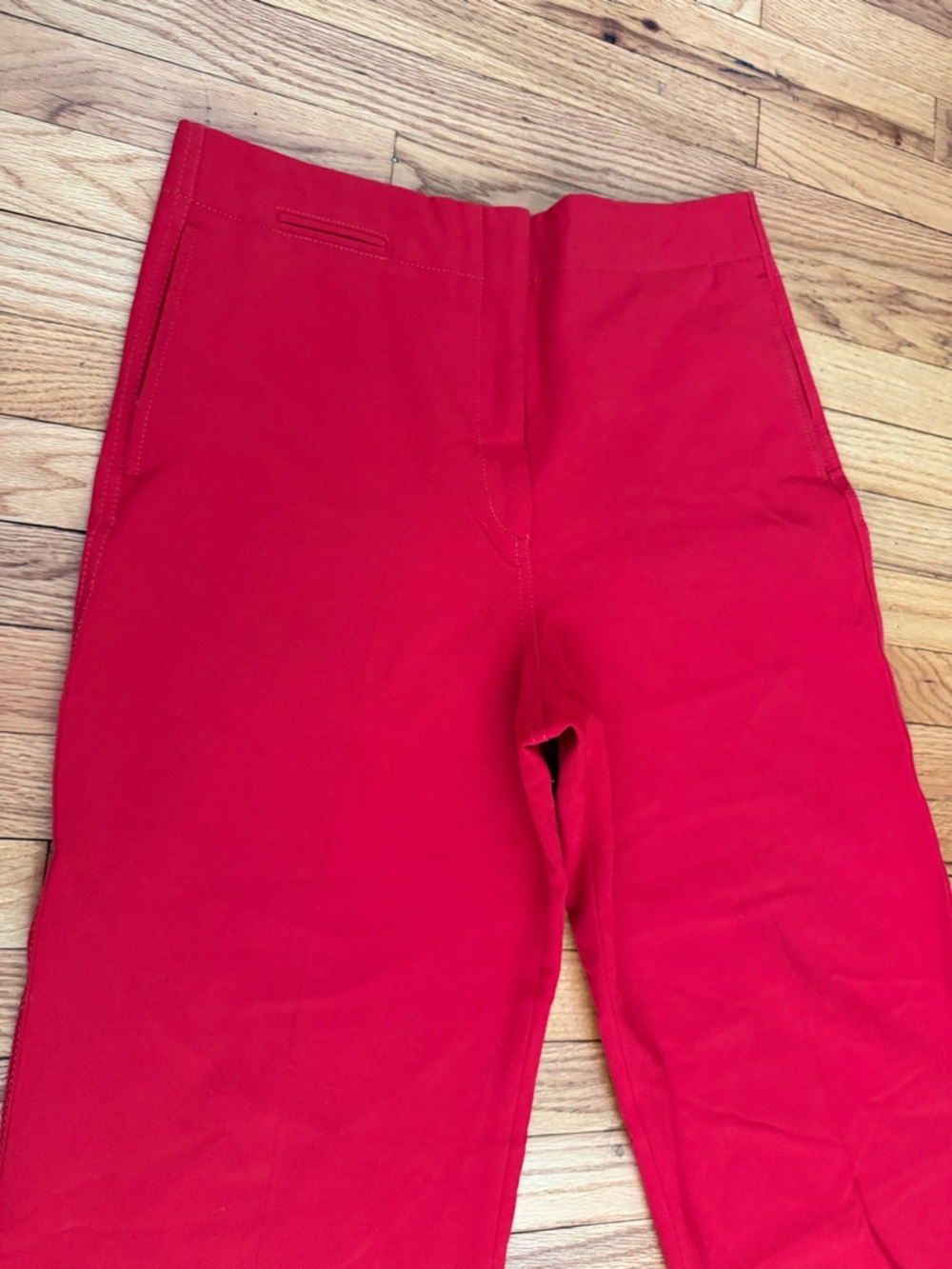 Zara High Waisted y2k Textured Wide Dress Pants vibrant L Red Trousers straight - Picture 2 of 5